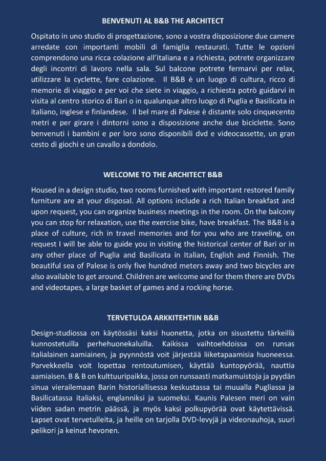 The Architect Bed and Breakfast Μπάρι Εξωτερικό φωτογραφία
